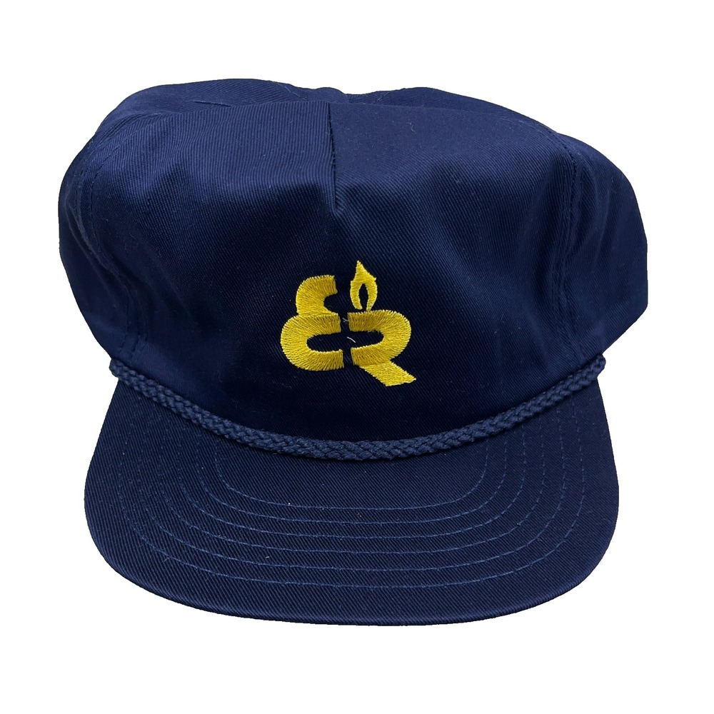 Vintage Elk Run Coal Mine Trucker Hat Cap Blue 90s Massey Energy Made USA O15